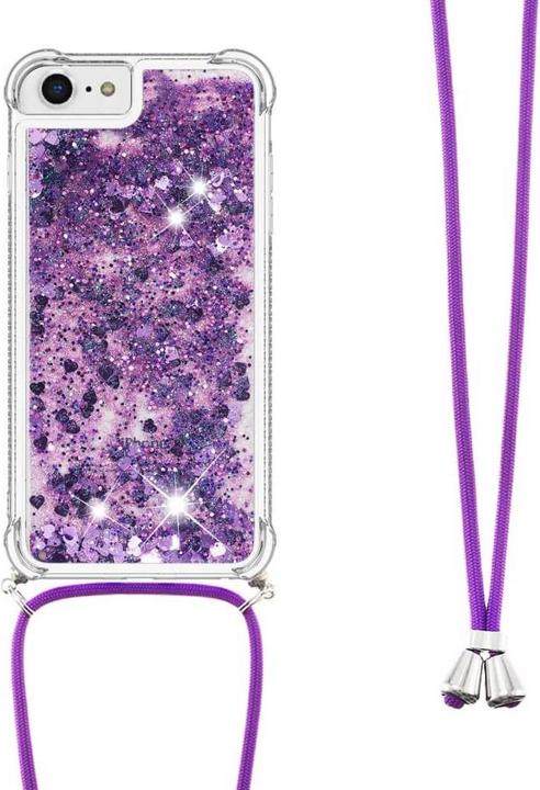Immagine prodotto Cover-Discount iPhone SE / 8 / 7 - custodia glitterata con cordino viola (Apple iPhone SE (seconda generazione), Apple iPhone 7, Apple iPhone 8)