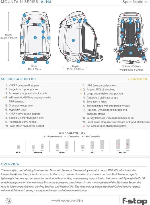 Actual product image F-Stop Ajna (40 l)