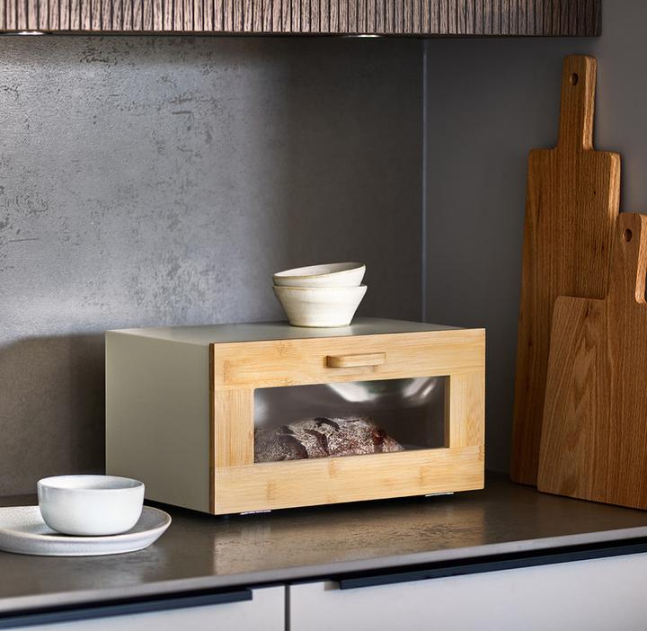 Image du produit Zeller Present Boîte à pain avec clapet frontal en bambou métal 36x23x19.5 cm