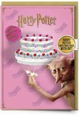 Immagine prodotto Carat Biglietto d'auguri Harry Potter Dobby Happy Birthday Cake con distintivo a bottone
