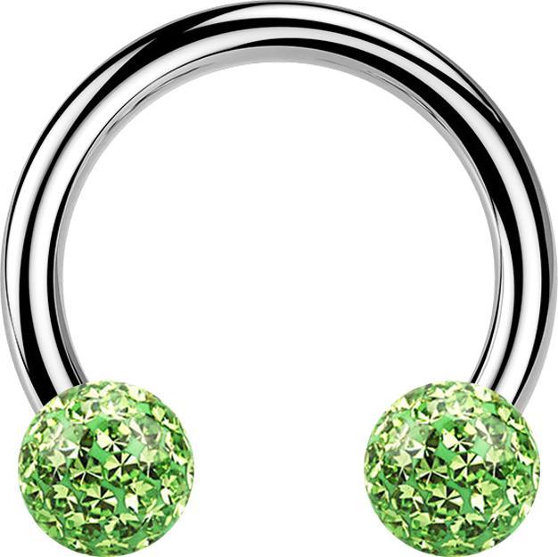 Immagine prodotto Star Piercing Campanile circolare in argento con due sfere di cristallo strato protettivo epossidico verde chiaro (senza ottone, Titanio G23)