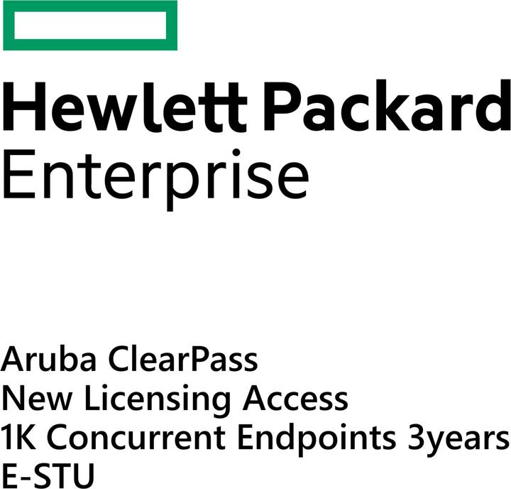 Actual product image HPE E Aruba ClearPass, New Licensing, Access, 1K Concurrent Endpoints 3yr, E-STU (1000 Devices, 36 months)