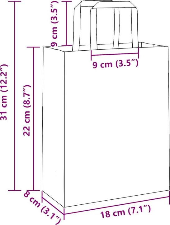 Image du produit VidaXL Sacs en papier kraft 250 pcs. avec anse Marron 18x8x22 cm Sac en papier (Pochette cadeau, 250 x)