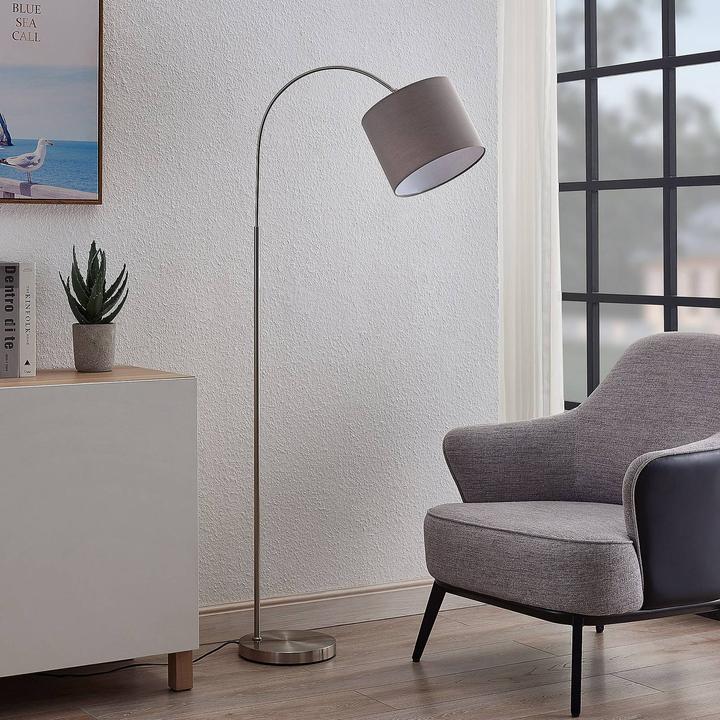 Produktbild Lindby Keriba Stehleuchte, nickel/taupe (E27)