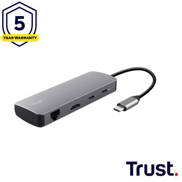 Productafbeelding Trust DALYX 8-in-1 Multiport Adapter (USB Type-C, USB, HDMI)