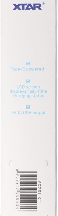 Actual product image Xtar VC2SL Quick Charger for Li-ion and NiMH (Battery + charger)