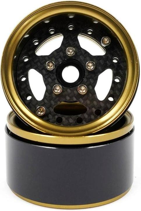 Produktbild Yeah Racing Felgen Aluminium 5-Speichen Gold Titanium 1.9 2 Stück