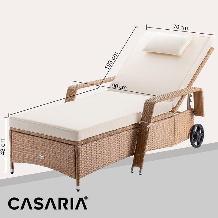 Image du produit Casaria Chaise longue de jardin en poly rotin (193 cm)