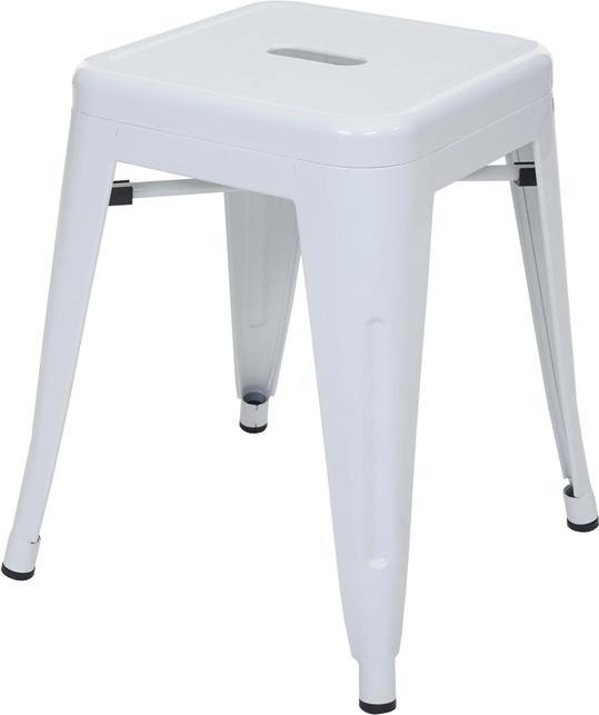 Immagine prodotto Swisshandel24 2x Sgabello HWC-A73, sgabello in metallo con seduta, design industriale in metallo impilabile bianco