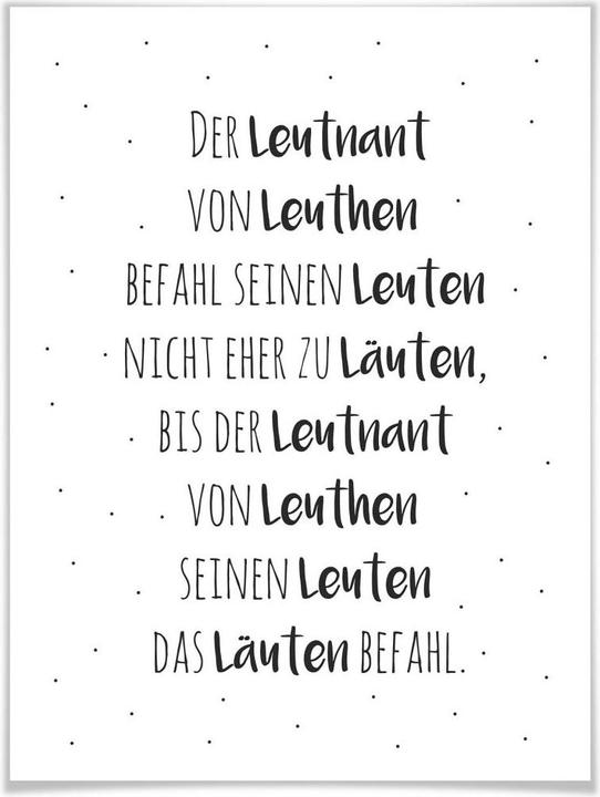 Produktbild Trenddeko Zungenbrecher - Der Leutnant von Leuthen (60 x 80 cm)
