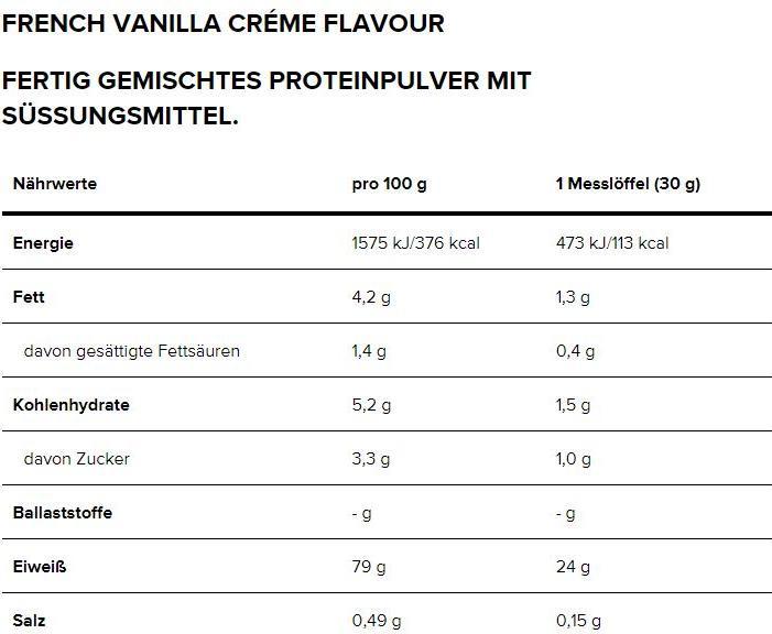 Nährwerte und Zutaten Optimum Nutrition 100 Whey Gold Standard (Vanille, 1 Stk., 900 g)