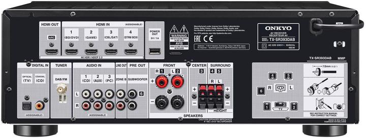 Actual product image Onkyo TX-SR393DAB (5.2 channels, FM, DAB+)