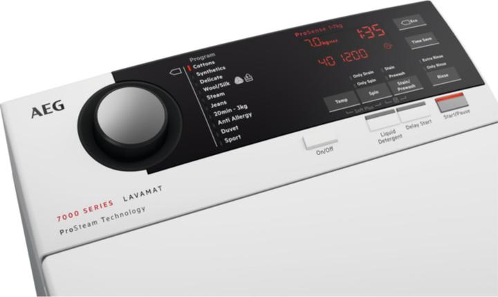 Produktbild AEG L7TL720EX Waschmaschine (Toplader, freistehend, 7 kg, C, 1.251 U/Min, Serie 7000, LAVAMAT) (7 kg, Oben)