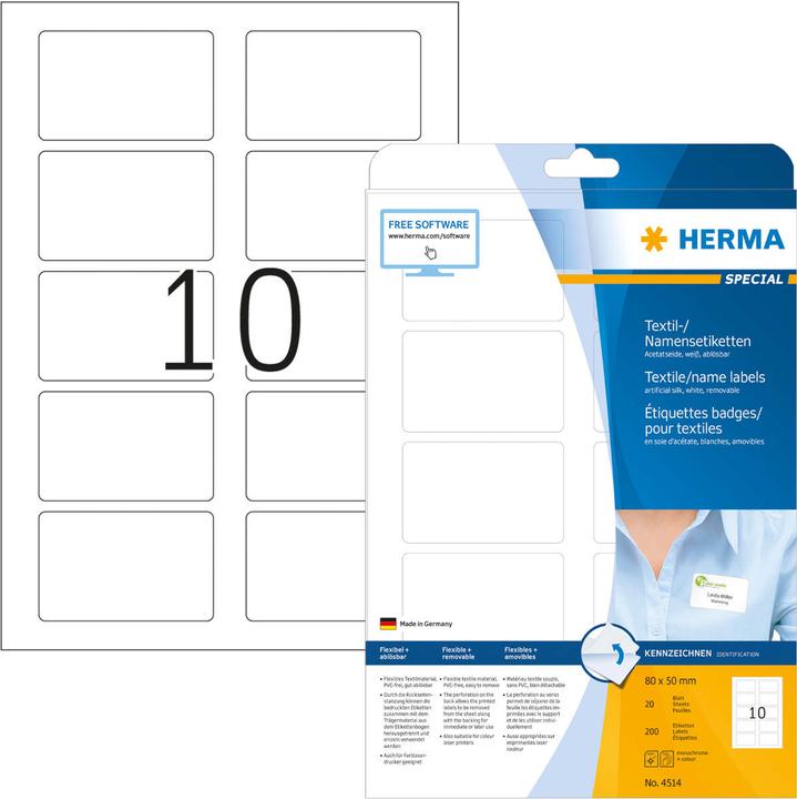 Productafbeelding HERMA A4 verwijderbare naamlabels