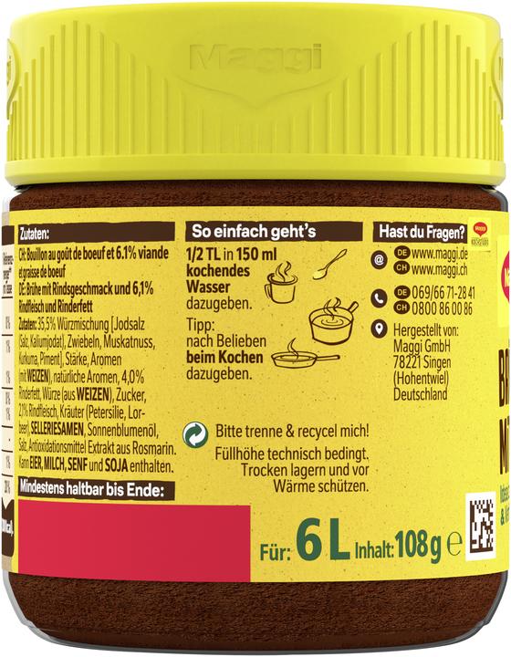 Maggi Bouillon de boeuf pot 108g, donne 6 litres (6000 ml)