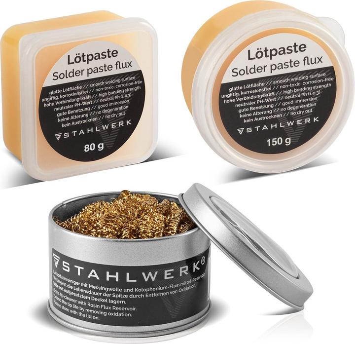 Actual product image Stahlwerk Soldering accessories set with soldering iron tip cleaner, soldering paste & soldering paste (Soldering bit)