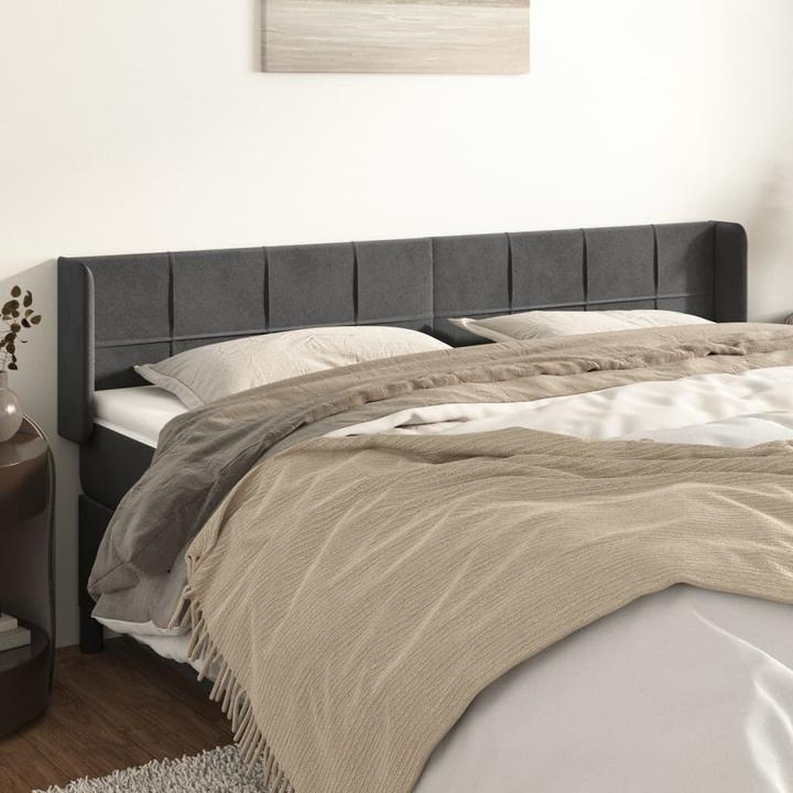 Actual product image VidaXL Kopfteil mit Ohren Dunkelgrau 203x16x78/88 cm Samt,Farbe (203 x 16 x 88 cm)