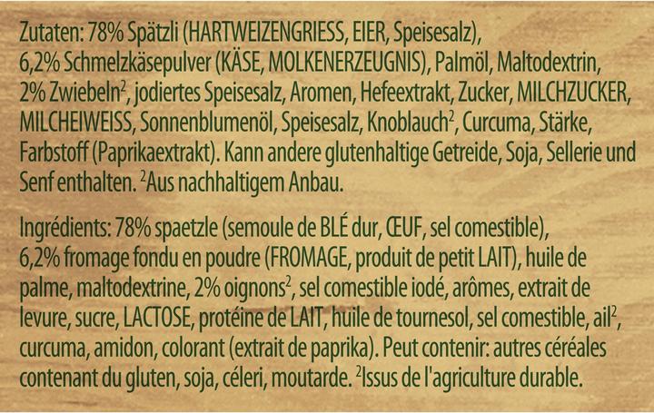 Valori nutrizionali e ingredienti Knorr Hütten Pranzo dello chalet Chäs Spätzli (180 g)