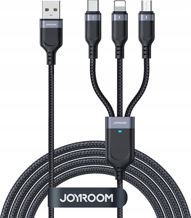 Produktbild Joyroom Multi-Use Series 3-in-1-Kabel S-1T3018A18 Lightning USB-C Micro-USB 1,2 m – Schwarz (1.20 m, USB 3.0)