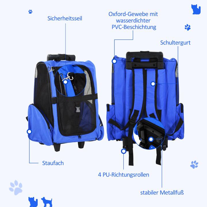 Produktbild PawHut 2 in 1 Hundetasche als Trolley oder Rucksack verwendbar (Hund, Atmungsaktiv)