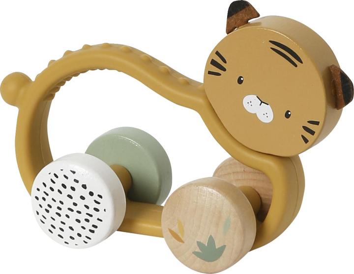 Actual product image Vertbaudet Baby tiger rattle made of silicone & wood FSC®