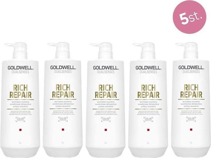Goldwell 5x Dualsensenses Rich Reparatur restaurieren Shampoo 1000 ml (1000 ml, Flüssiges Shampoo)