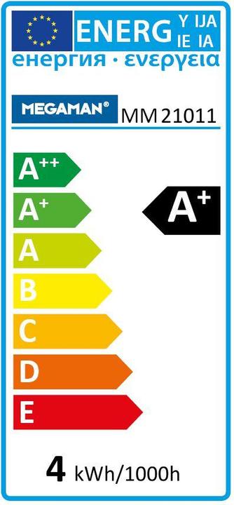 Energie-Label Megaman LED-Tropfenlampe (E27, 3.80 W, 250 lm, 1 x, G)