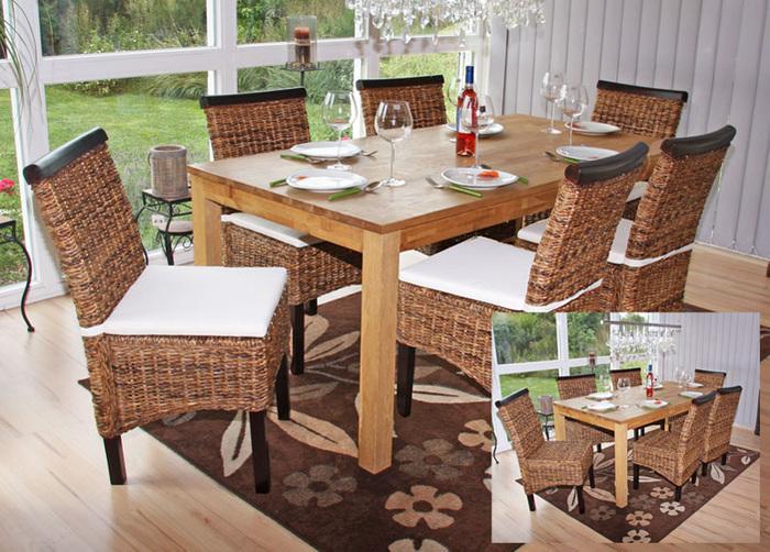 Immagine prodotto Mendler 6x Sedia da pranzo Sedia in vimini M45 Sedia Banana Wicker - scura, senza cuscini