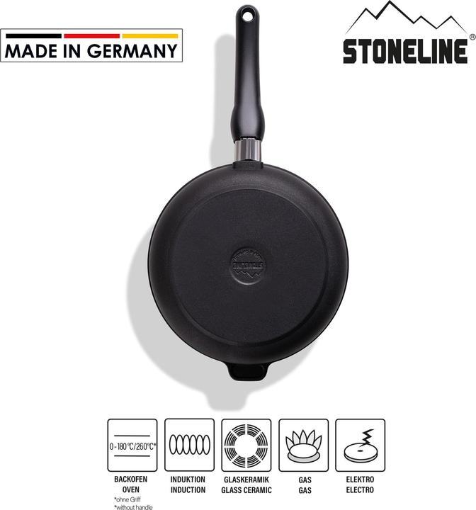 Actual product image Stoneline Made in Germany Bratpfanne, 24 cm, Kokillenguss, mit abnehmbarem Griff (Frying pan, Aluminium)