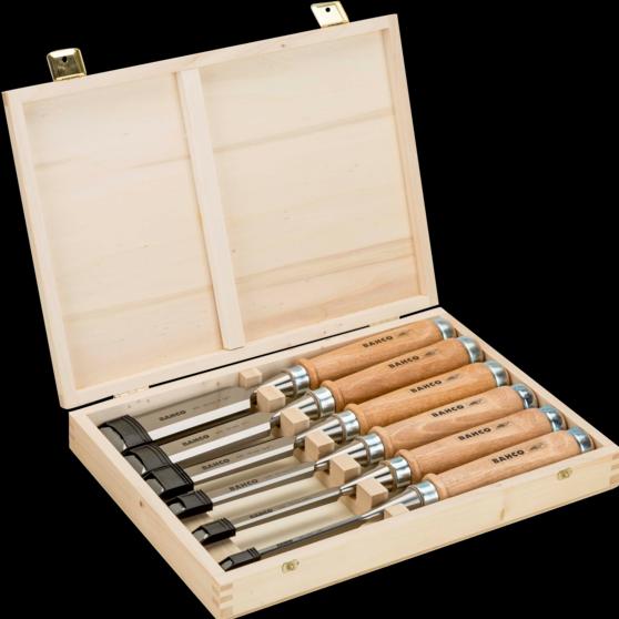 Bahco Set di scalpelli con manico in legno - 6 pezzi/scatola in legno (32 mm)