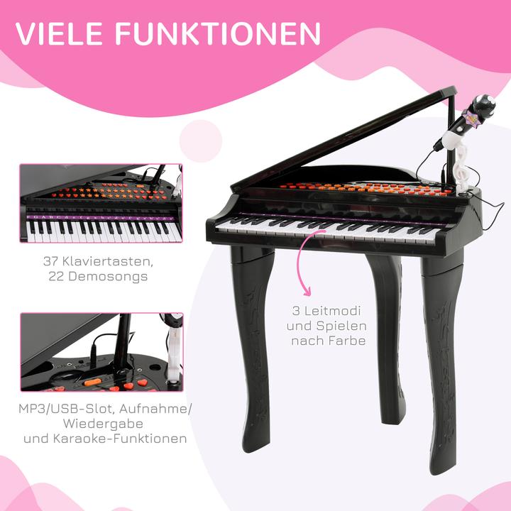 Immagine prodotto Homcom Pianoforte per bambini con microfono (Inglese, Tedesco)