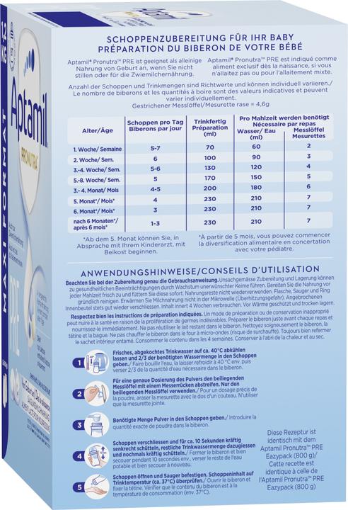 Valori nutrizionali e ingredienti Aptamil Pronutra (1200 g, dalla nascita)