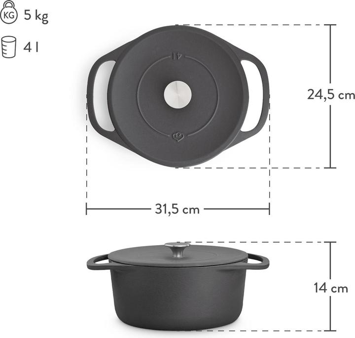 Produktbild Springlane Cocotte (24 cm, Bräter + Schmortopf, Gusseisen)