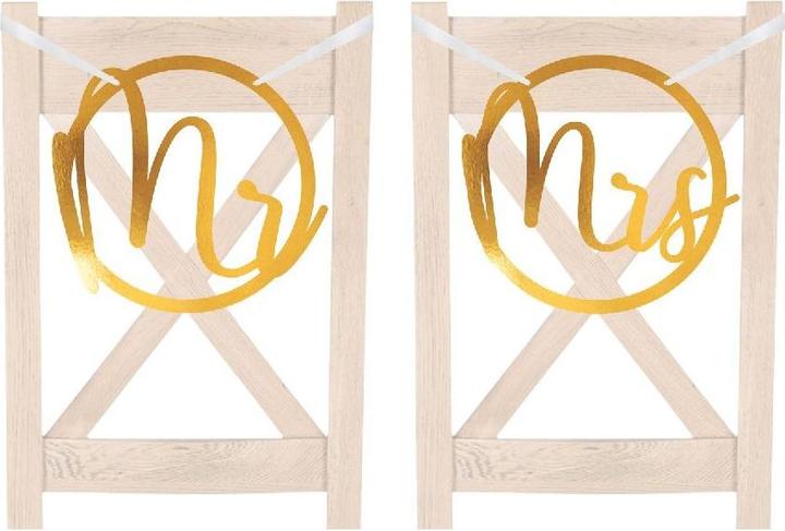 Produktbild Amscan 2 Stuhl-Schilder 'Mr' und 'Mrs' Hochzeit Papier 28