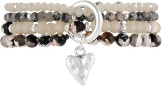 Andreani Armband aus echtem Grauem Achat mit Herzanhänger von (18 cm)