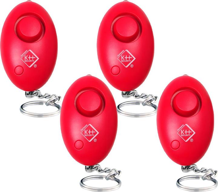 KH Security 4er-Set Personenalarm inkl. LED-Licht, 120dB, pink