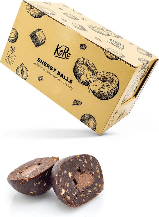 Produktbild KoRo Bio Fruchtkugel auf Dattelbasis mit Haselnuss- und Erdnussmusfüllung (Haselnuss, 1 Stk., 420 g)