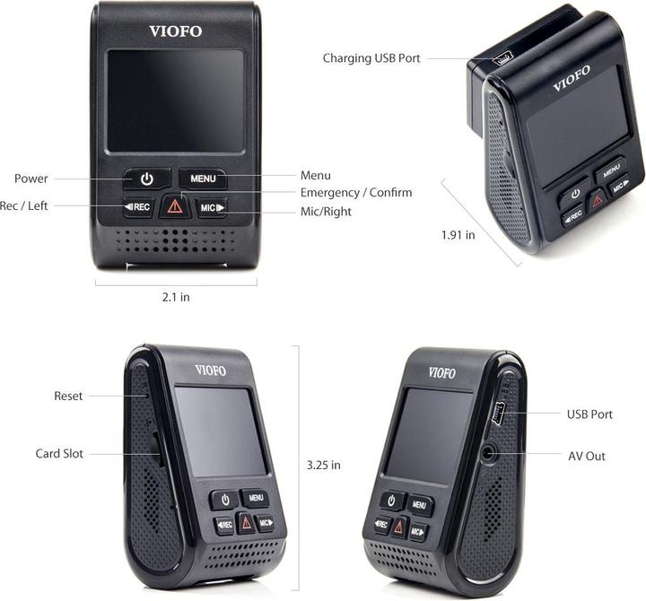 Actual product image Viofo A119 V3 Dashcam Black (Accelerometer, 2K)