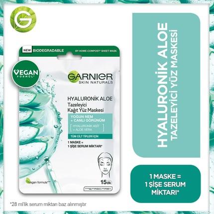 Immagine prodotto Garnier Hyaluronic Aloe Serum Tissue Mask - Maschera viso in tessuto con aloe vera 28,0g (L) (28 ml)