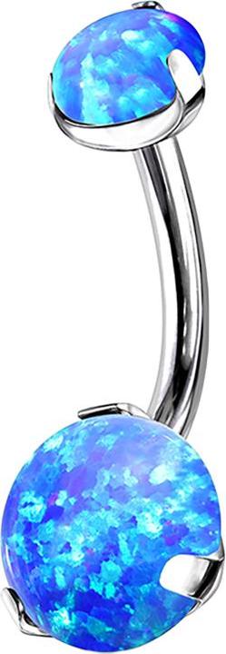Immagine prodotto Star Piercing Banana d'argento con due opali blu (senza ottone, Titanio G23)
