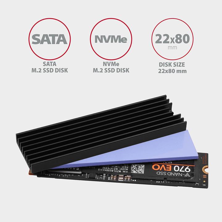 Image du produit Axagon CLR-M2L6 dissipateur passif M.2 SSD - 2280, hauteur 6 mm, aluminium