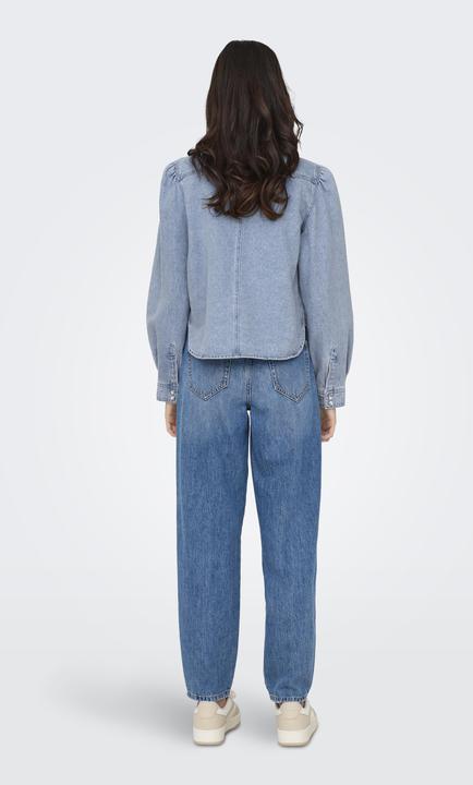 Actual product image Only Loose fit shirt collar puff sleeves shirt denim shirt (XS)