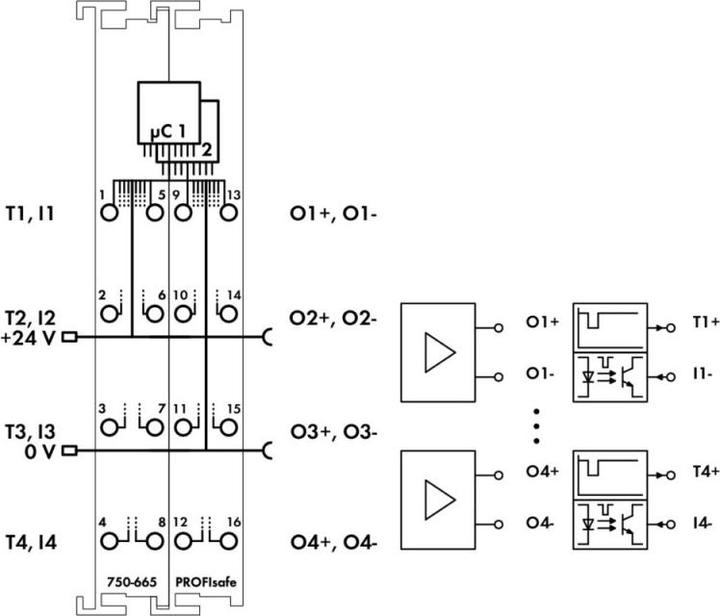 Actual product image Wago 4-channel digital input and output terminal PROFIsafe 750-665/000-001 24 V/DC Content: 1 unit (