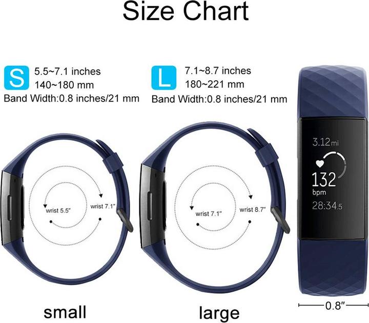 Produktbild PhoneLook Sportliches Silikon Armband Grösse L (Gummi / Silikon, 4, Charge 3)