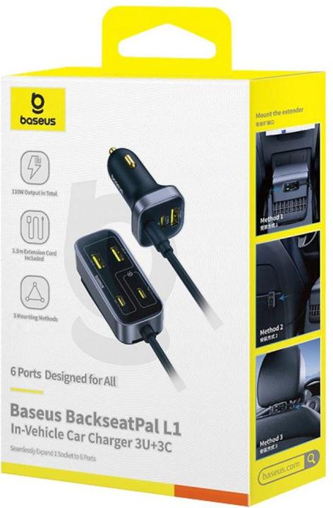 Image du produit Baseus BackseatPal L1 Chargeur embarqué 3U+3C 110W Cosmic Black