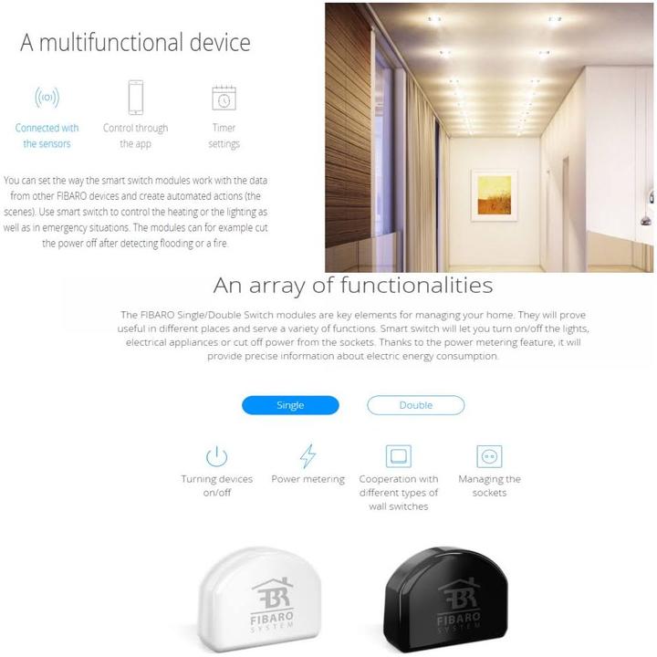 Produktbild Fibaro Relais Unterputzeinsatz 2 Schalter (Schaltaktor)