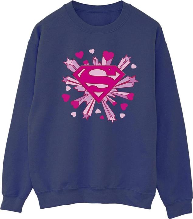 Superman Pink Hearts And Stars Logo Sweatshirt