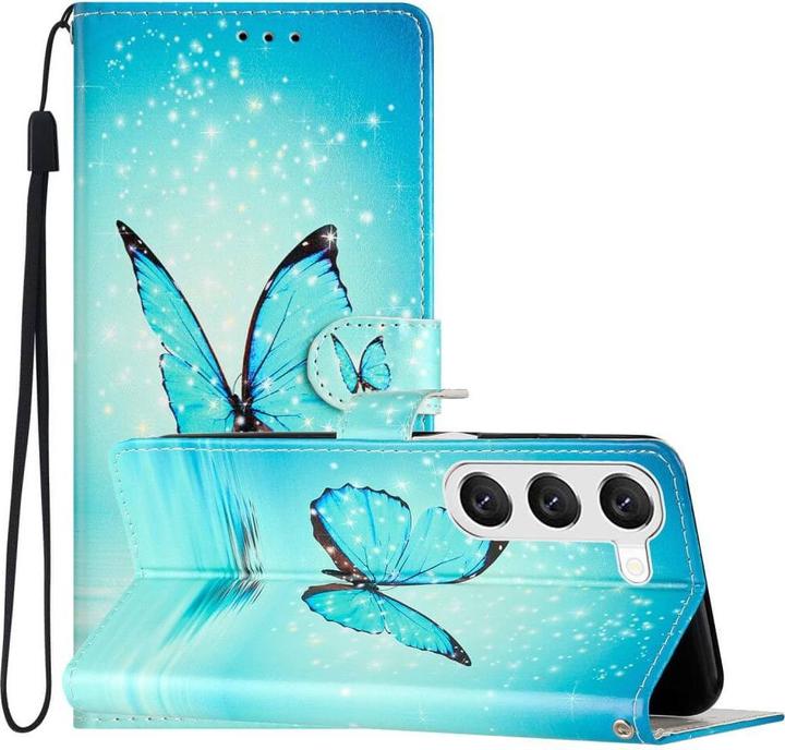 Produktbild Cover-Discount Leder Etui Hülle Schmetterling blau (Samsung Galaxy S24+)