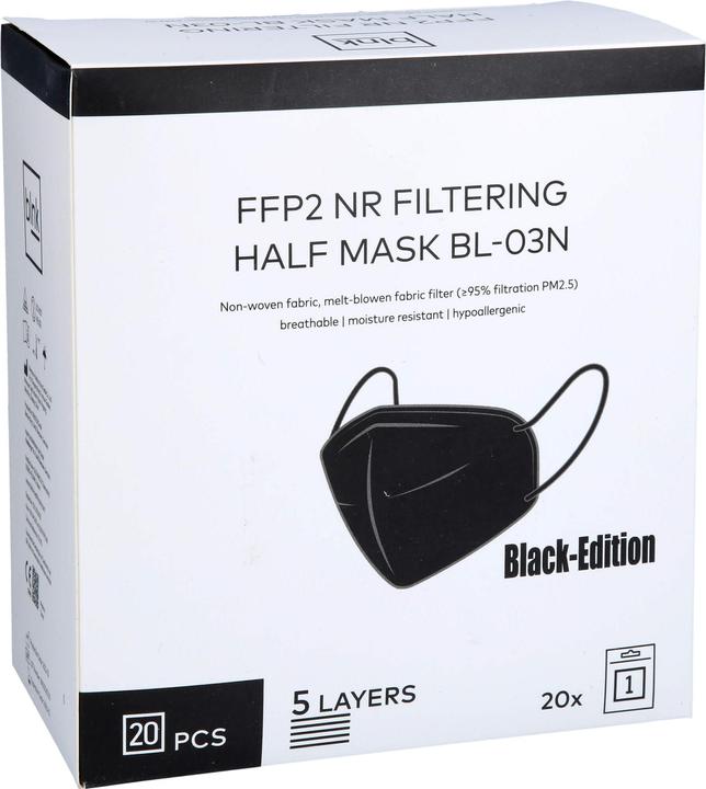 Image du produit blnk Masque bouche et nez hygiénique 20-Pack ** noir (FFP2, 20 x)