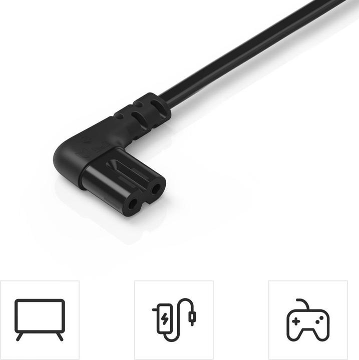 Produktbild Hama Netzkabel, beidseitig gewinkelt, Euro-Stecker, Doppelnut/C7, 5 m, Schwarz (5 m)